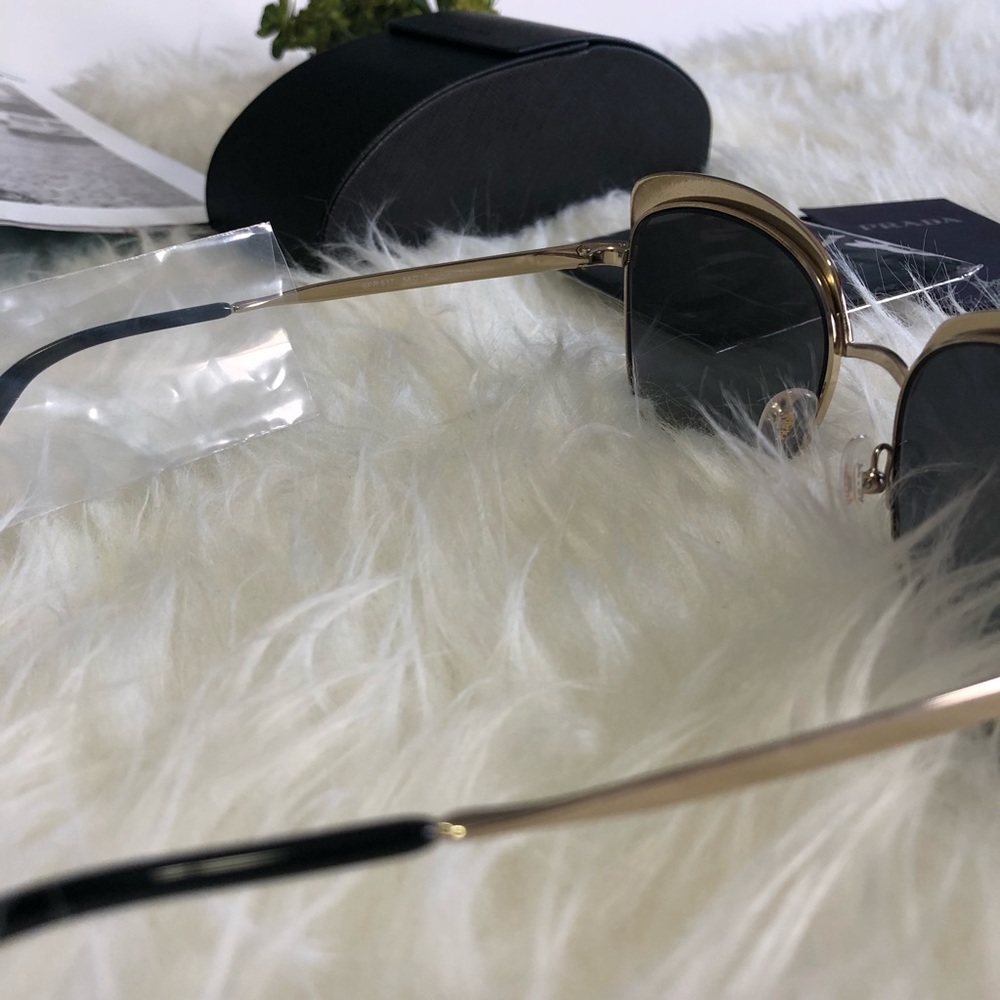 NWT Prada Square Catwalk Sunglasses Gold/Burgundy - Picture 6 of 8